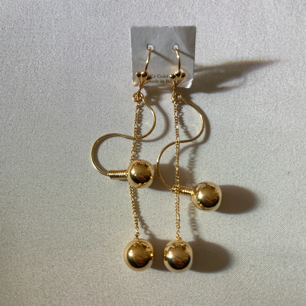 Gold Plated Ball Drop Earrings— New!